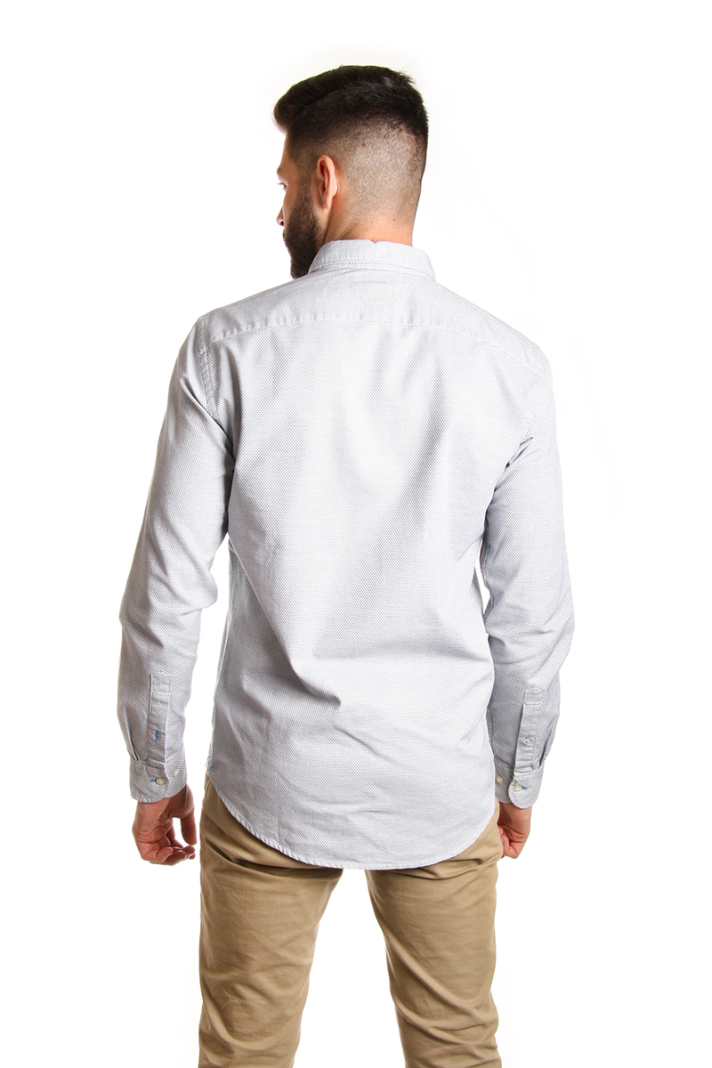 Tommy Hilfiger pánská bílá košile s tmavě modrým vzorem  - L (423)