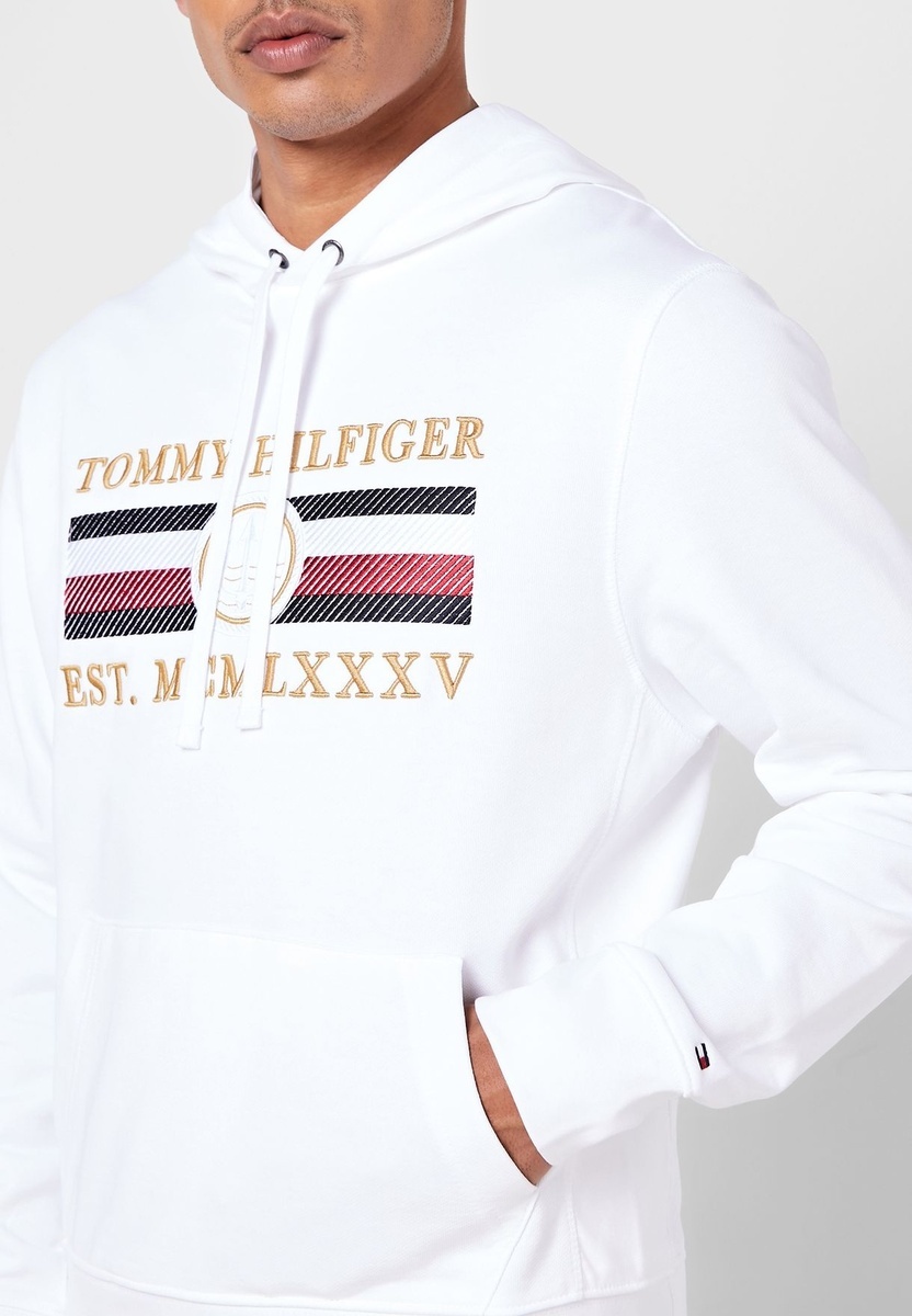 Tommy Hilfiger pánská bílá mikina Icon - XL (YBR)