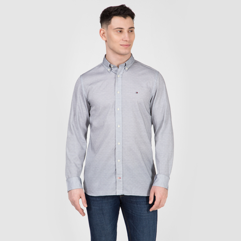 Tommy Hilfiger pánská košile s jemným proužkem a vzorem - L (904)