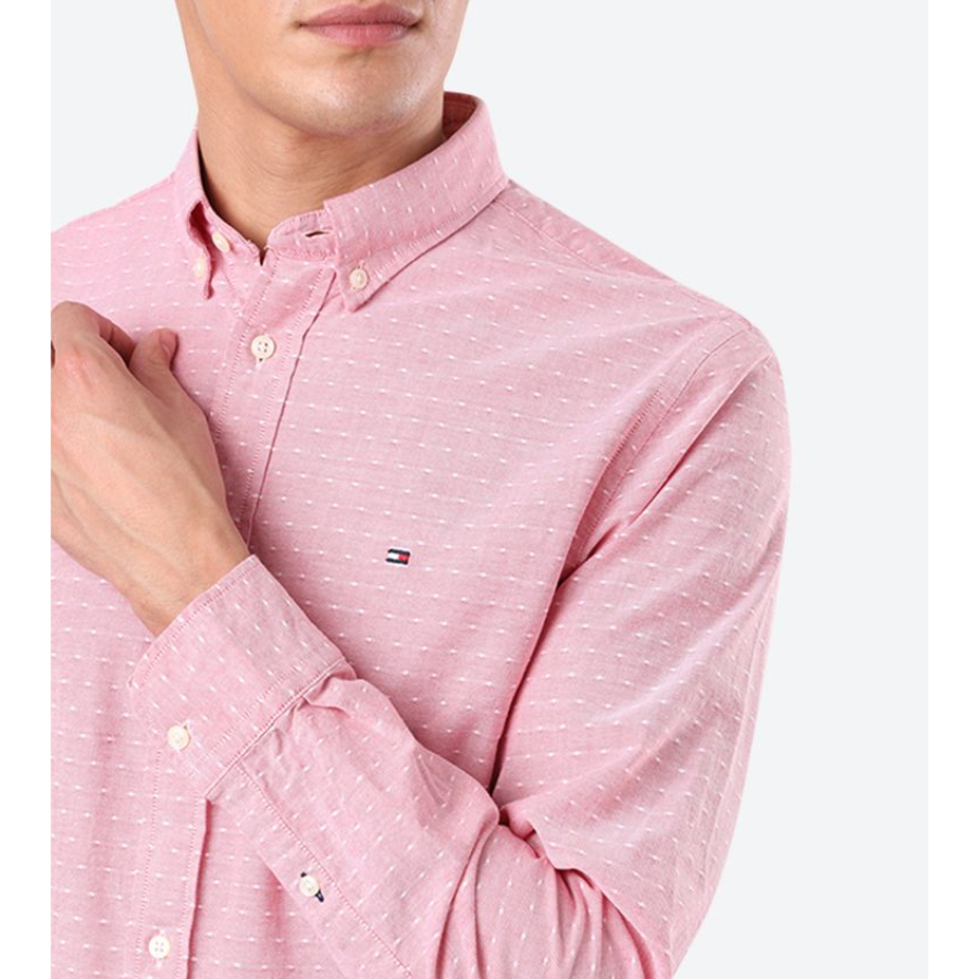 Tommy Hilfiger pánská růžová košile Diamond - L (TBY)