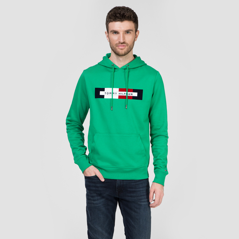 Tommy Hilfiger pánská zelená mikina Logo - XL (LGY)