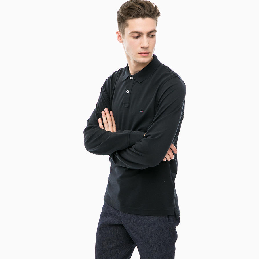 Tommy Hilfiger pánské černé polo Luxury - M (032)