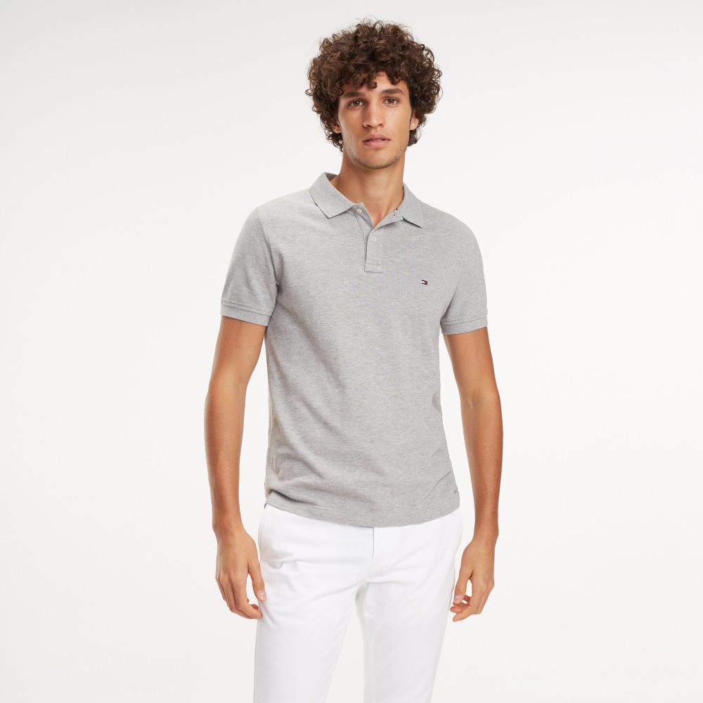 Levně Tommy Hilfiger pánské šedé polo Global - L (501)