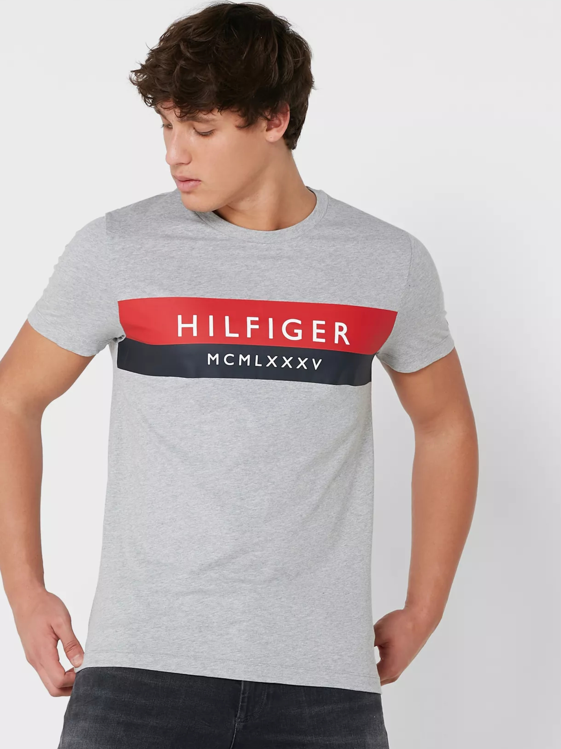 Tommy Hilfiger pánské šedé triko Two Tone - S (P01)