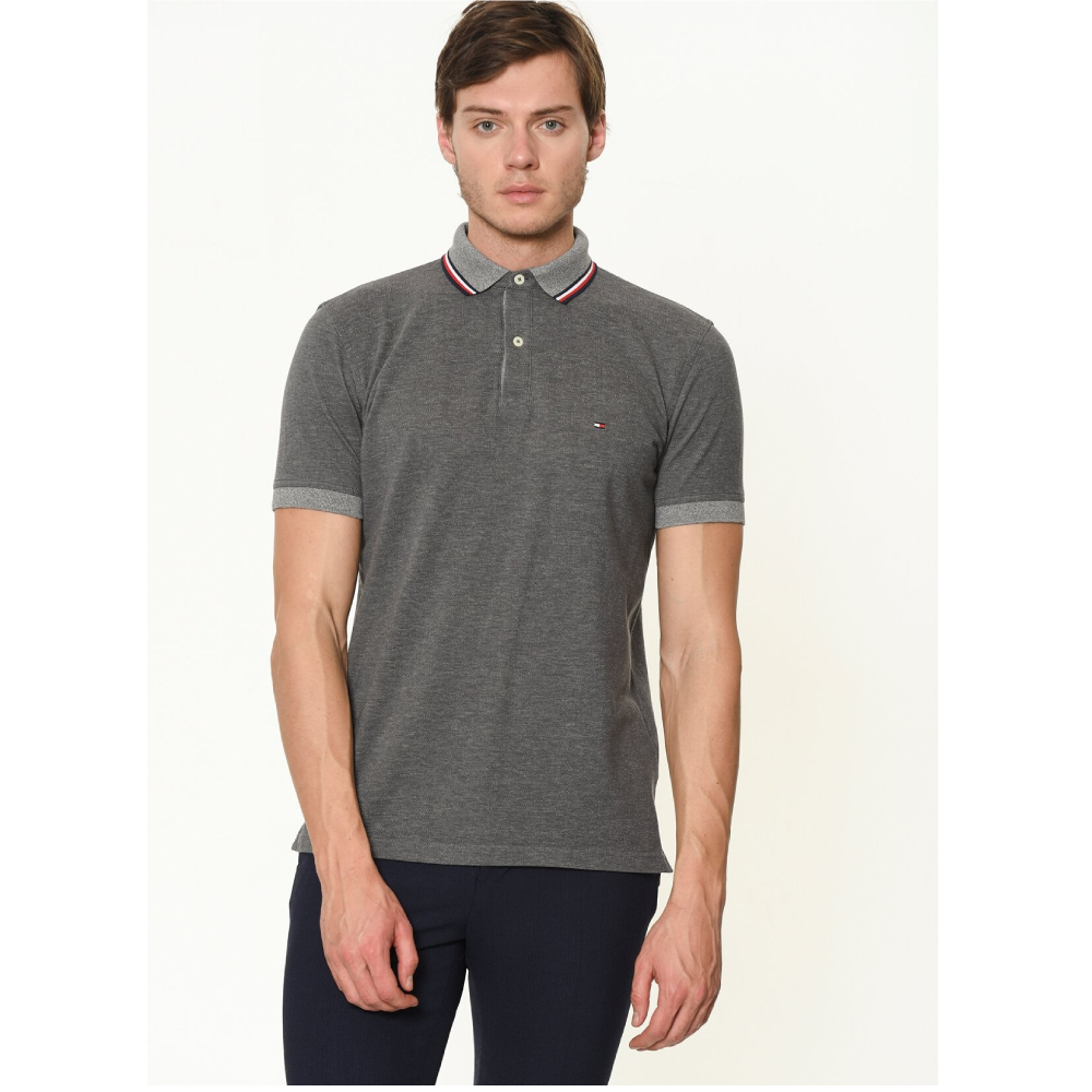 Tommy Hilfiger pánské šedé polo Oxford - S (056)