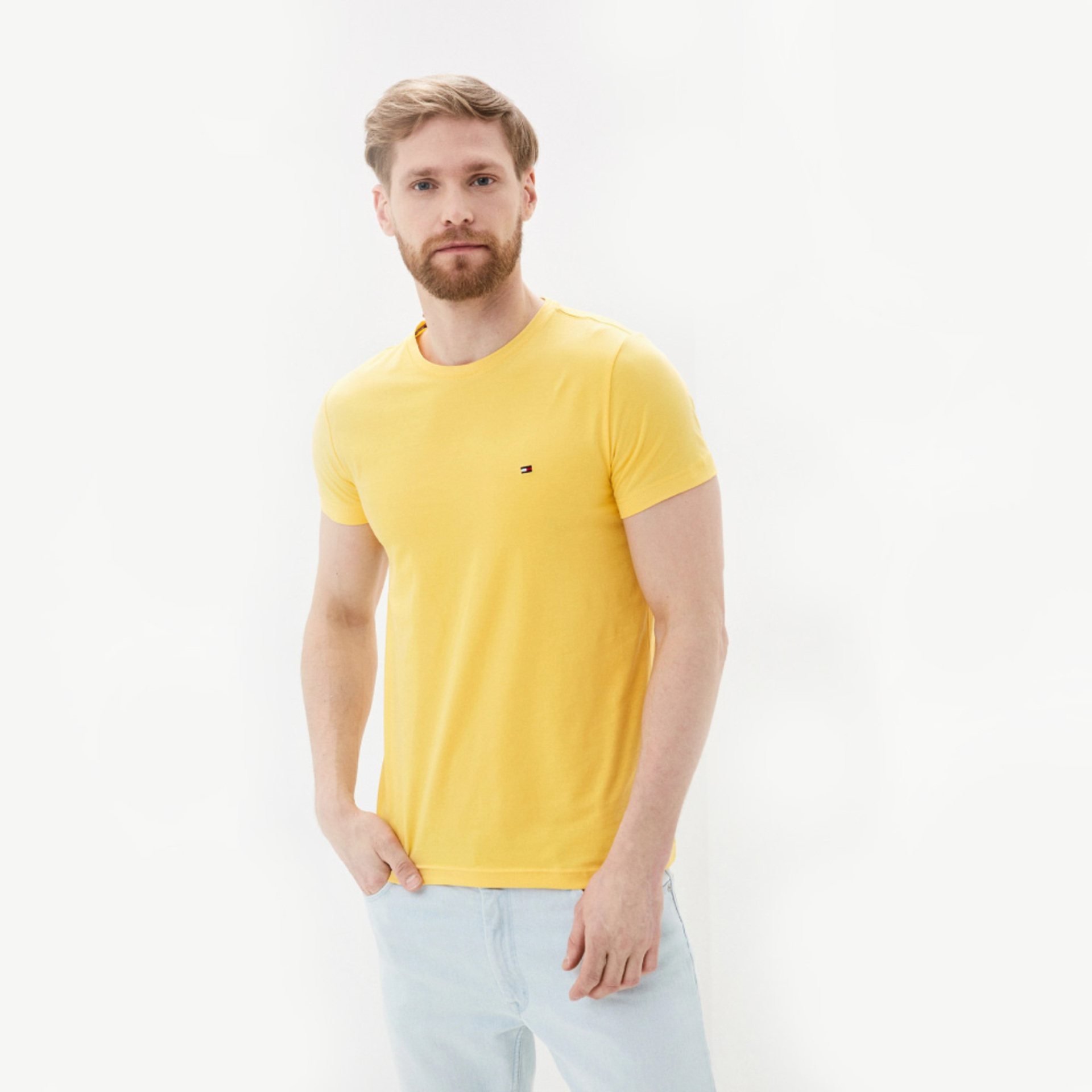 Tommy Hilfiger pánské žluté tričko  - S (ZEK)