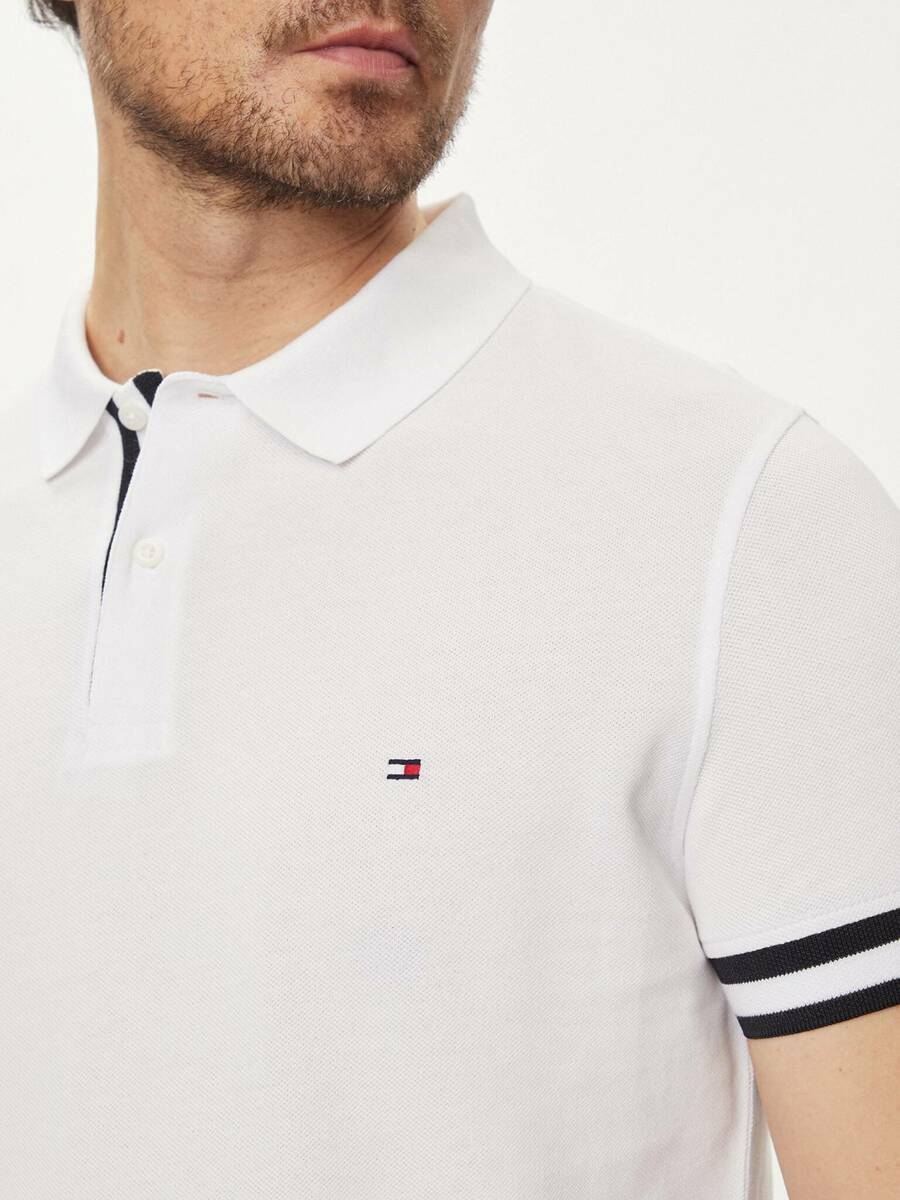 Tommy Hilfiger pánské bílé polo tričko - XXL (YBR)
