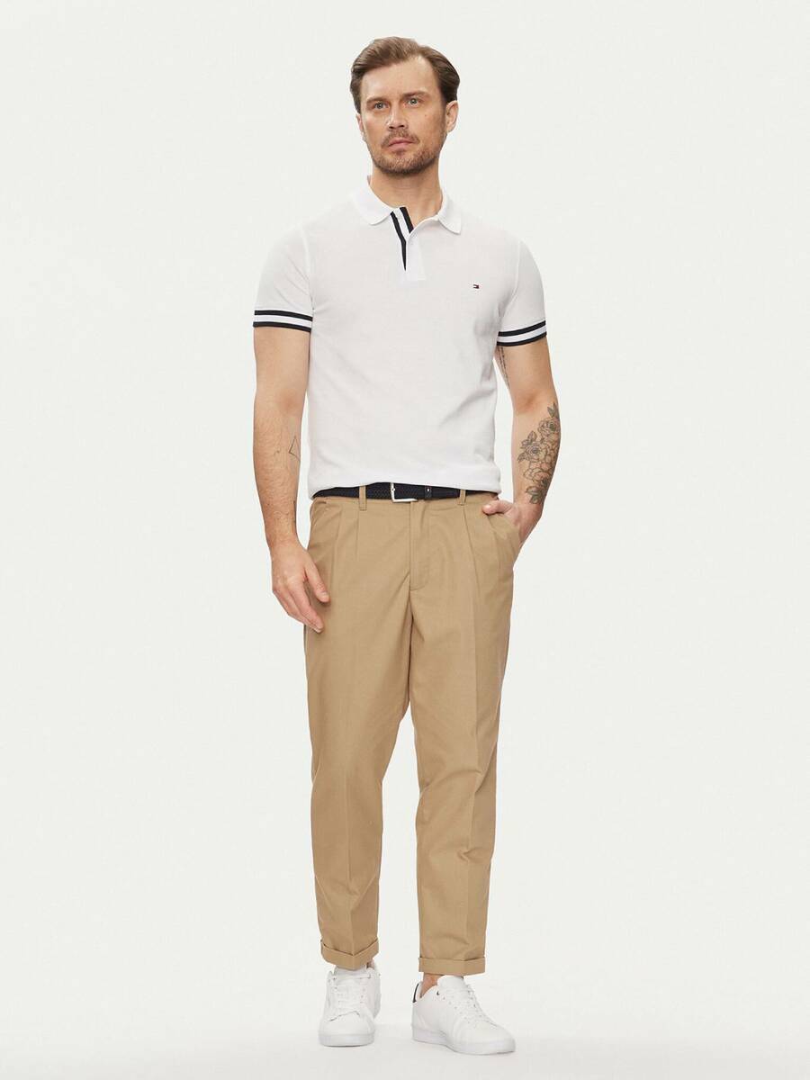 Tommy Hilfiger pánské bílé polo tričko - XXL (YBR)