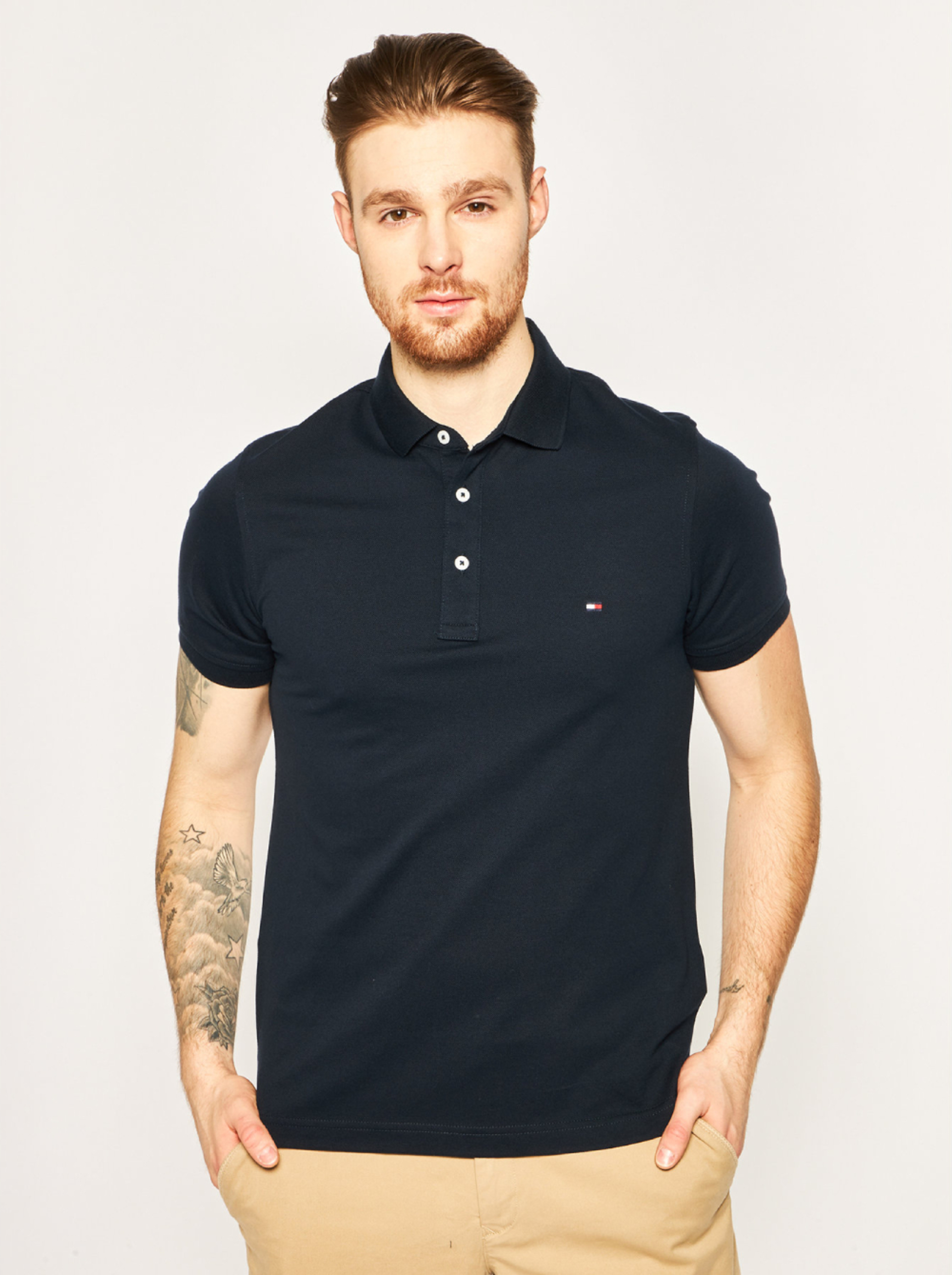 Levně Tommy Hilfiger pánské tmavě modré polo Core