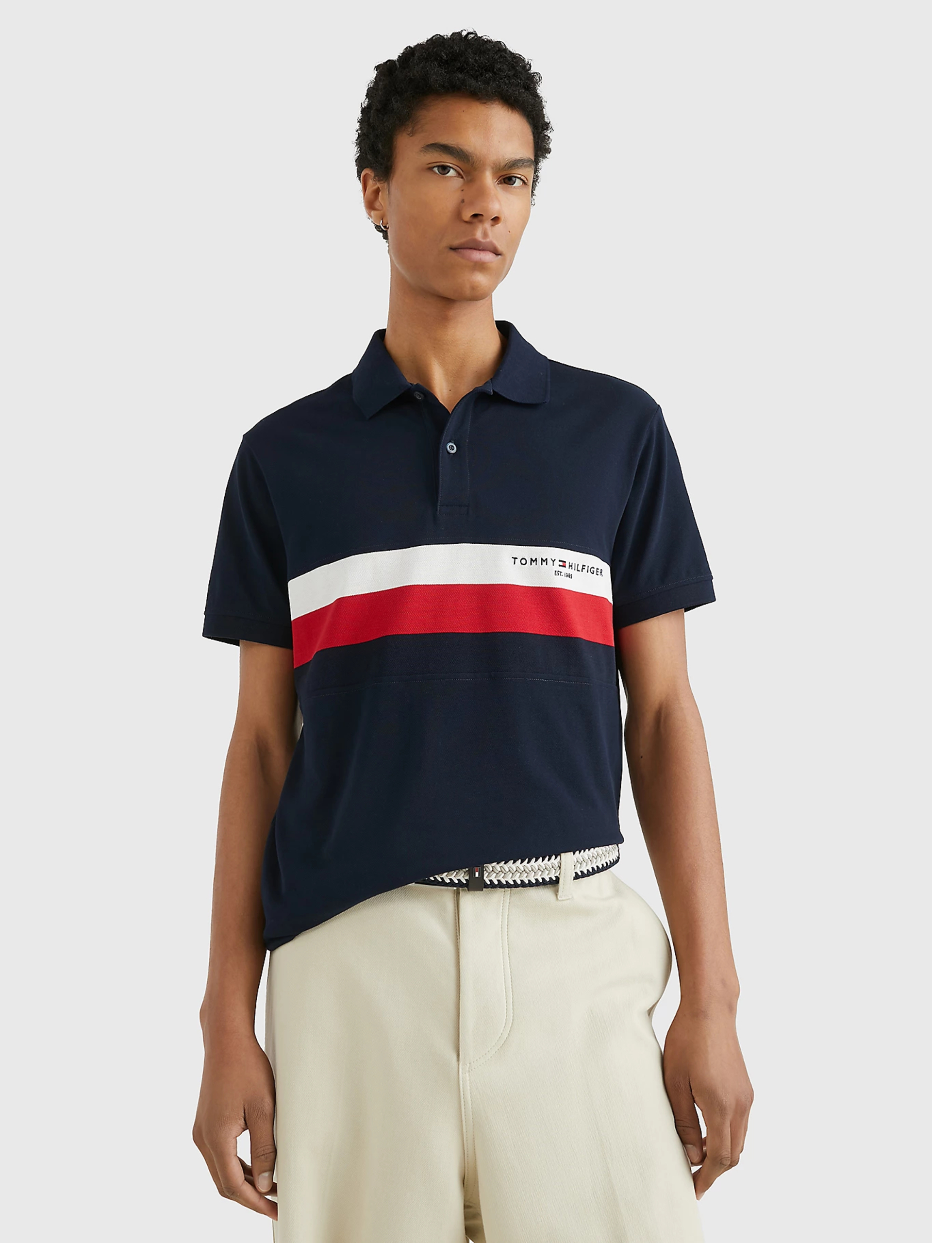 Tommy Hilfiger pánské tmavěmodré polo tričko - XL (DW5)