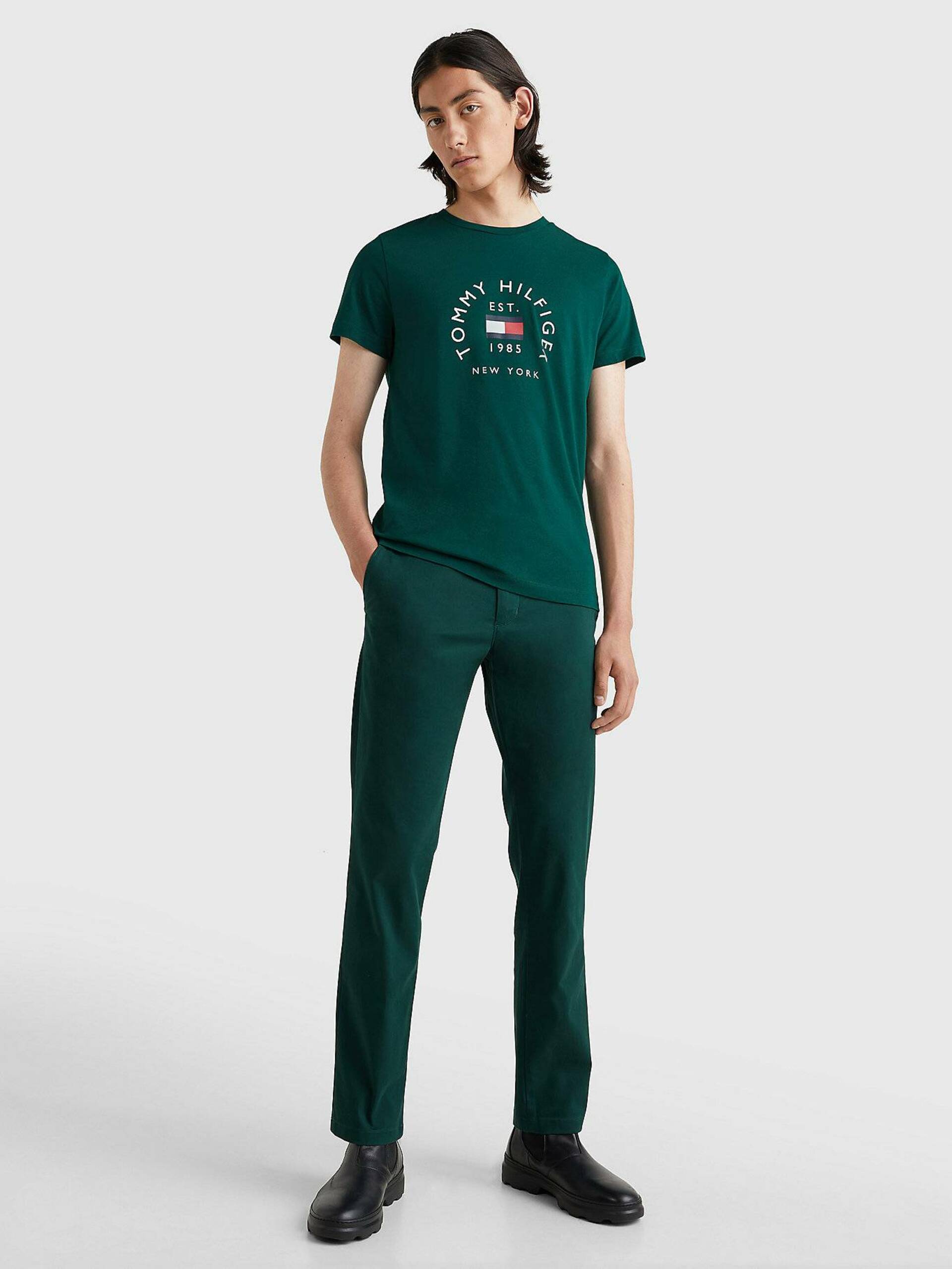 Tommy Hilfiger pánské zelené tričko - M (MBP)