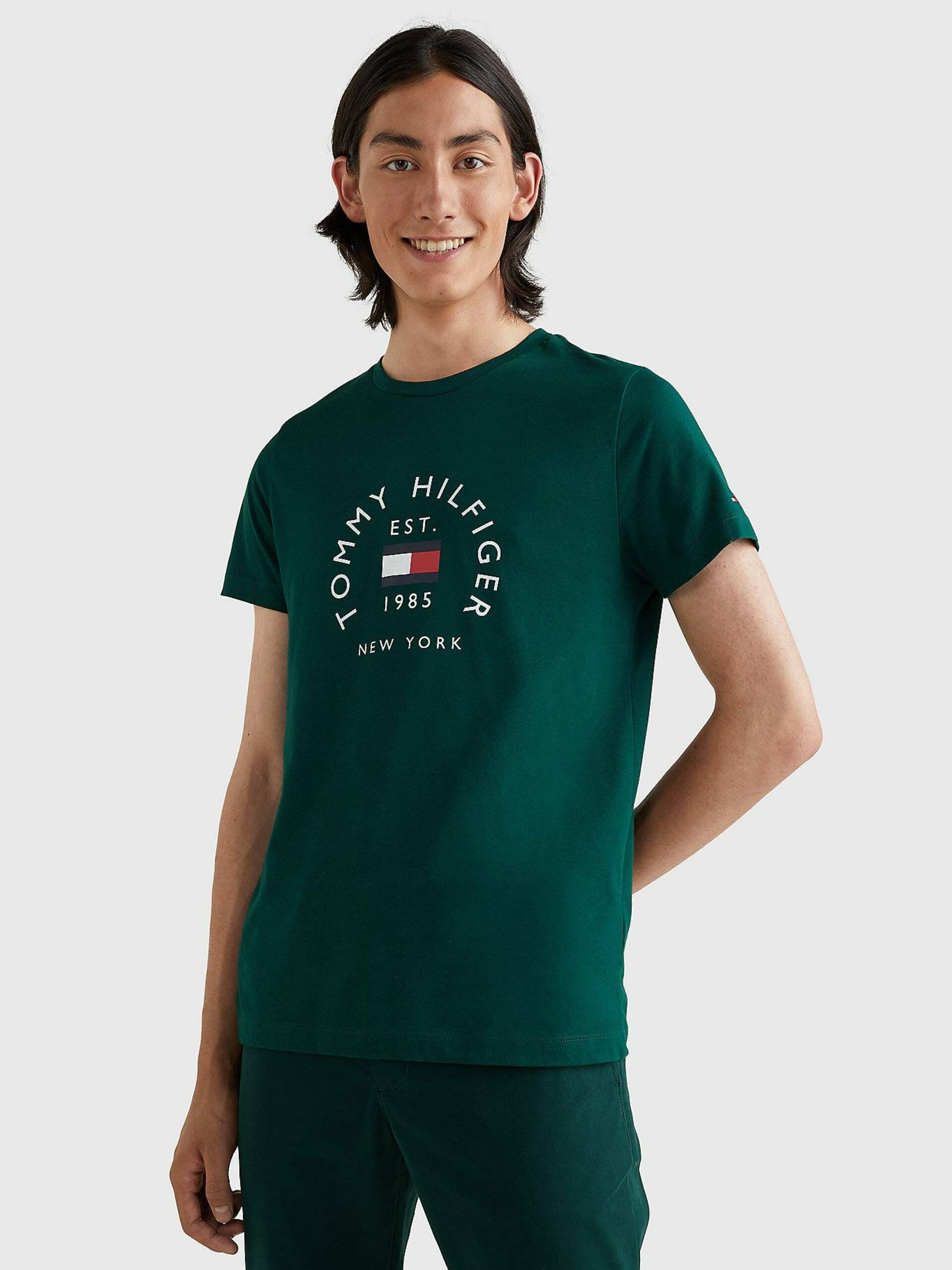 Tommy Hilfiger pánské zelené tričko - M (MBP)