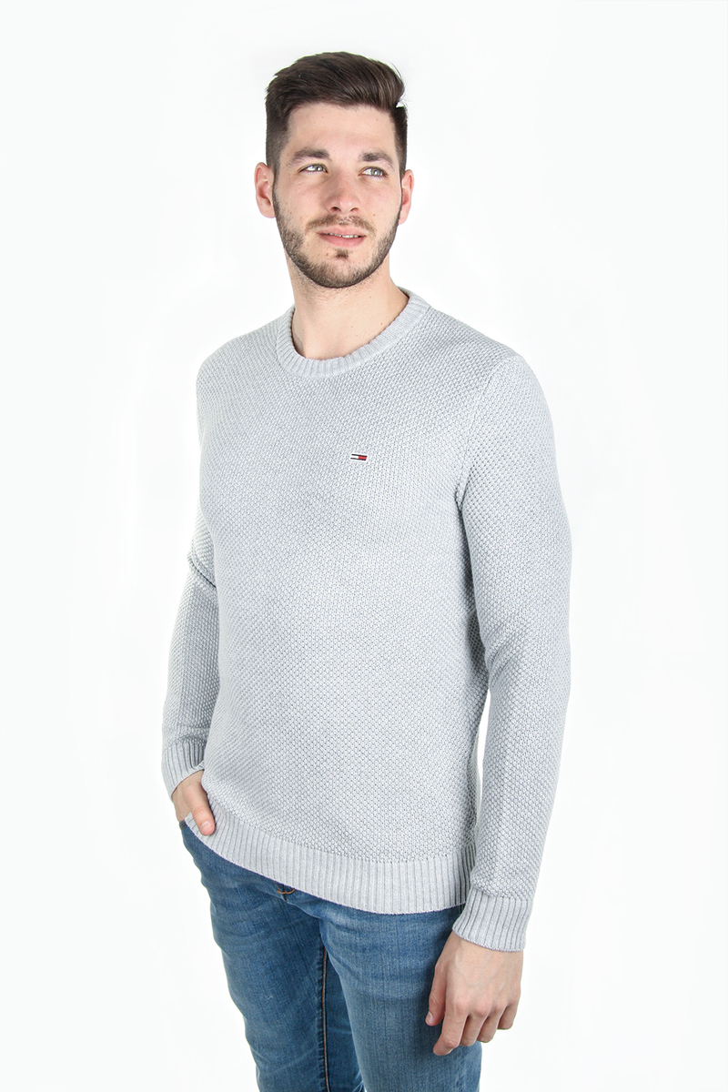 Tommy Hilfiger pánský šedý svetr s texturou - XL (038)