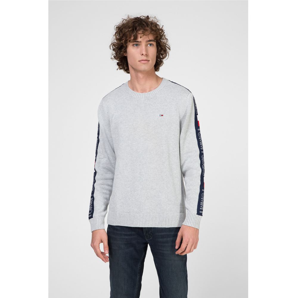 Tommy Jeans pánský šedý svetr Tape - XXL (P01)