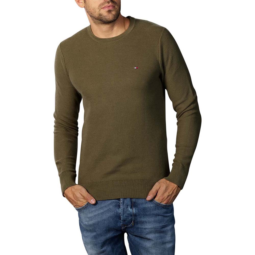 Levně Tommy Hilfiger pánský khaki svetr Honeycomb