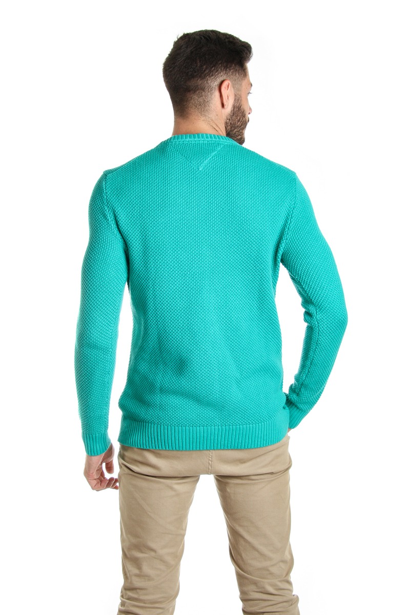 Tommy Hilfiger pánský zelený svetr s texturou - XXL (399)