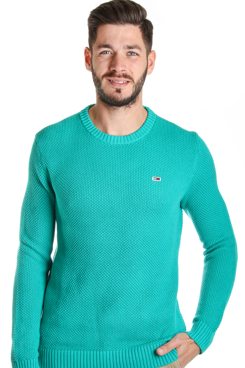 Tommy Hilfiger pánský zelený svetr s texturou - XXL (399)