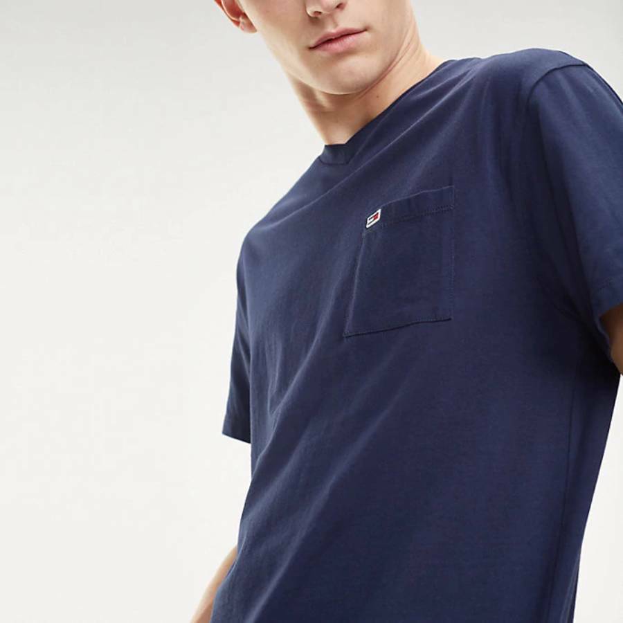 Tommy Hilfiger pánské tmavě modré tričko s výstřihem do V - S (002)