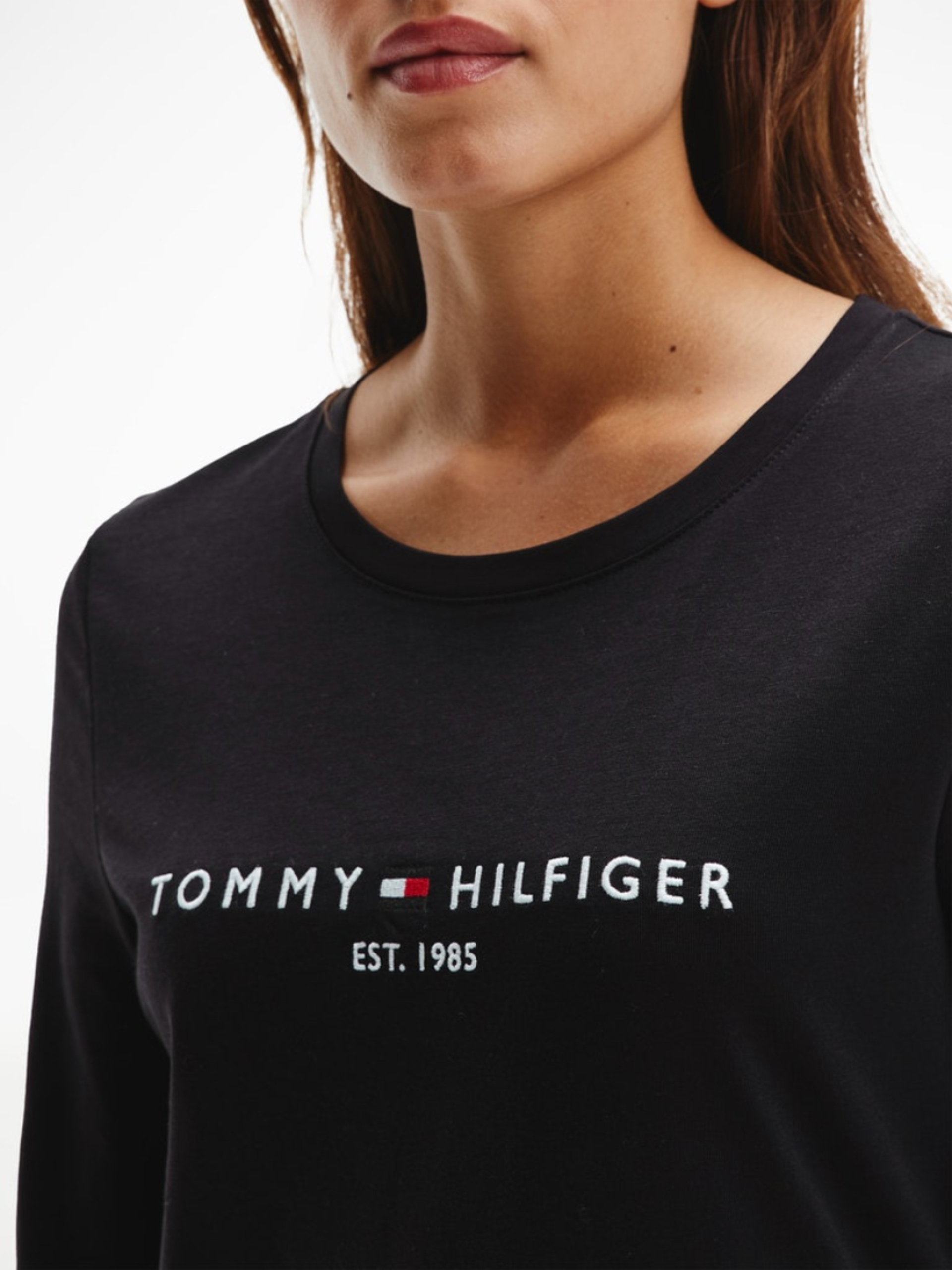 Tommy Hilfiger dámské černé tričko s dlouhým rukávem - L (BDS)