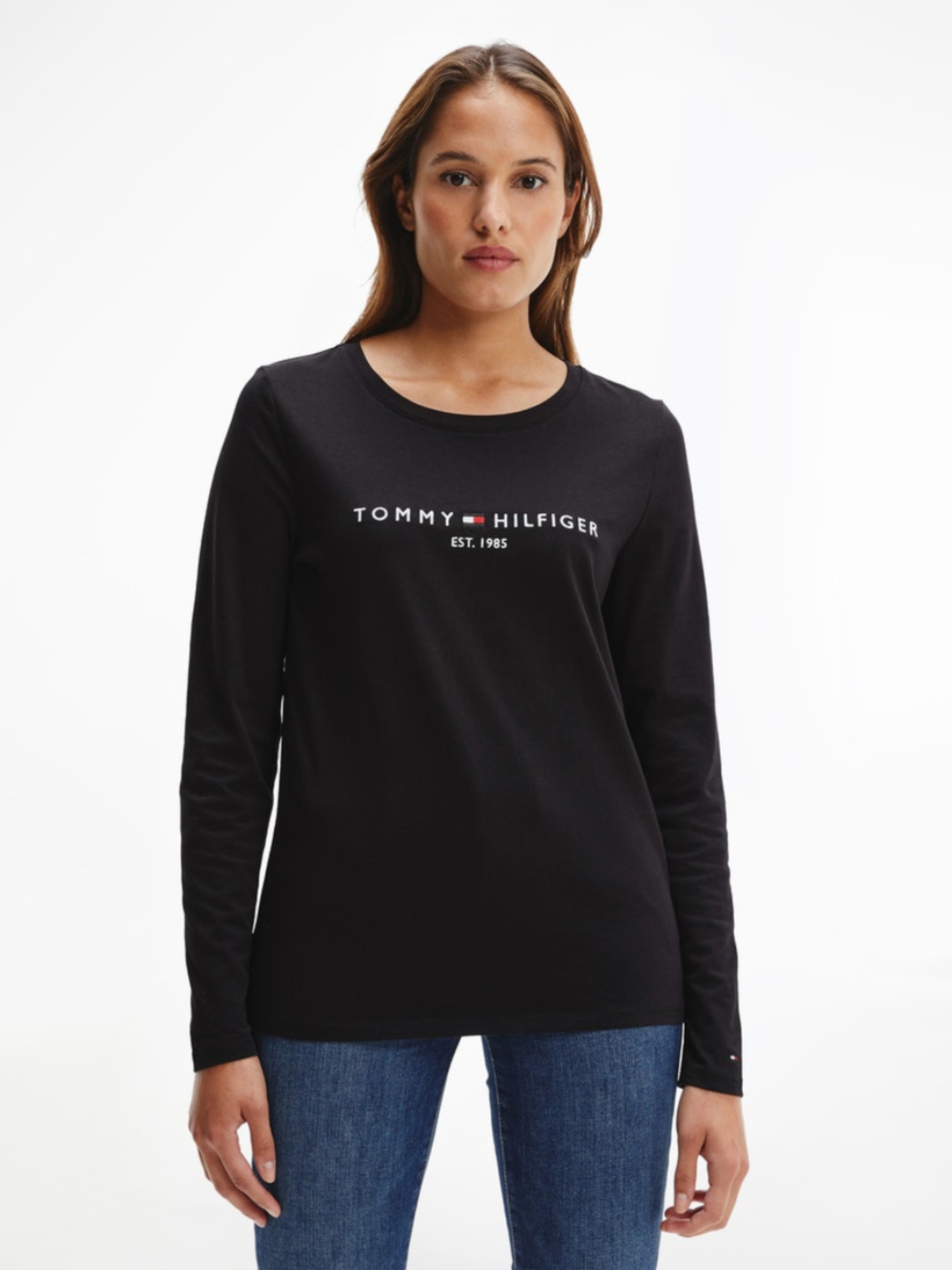 Tommy Hilfiger dámské černé tričko s dlouhým rukávem - L (BDS)