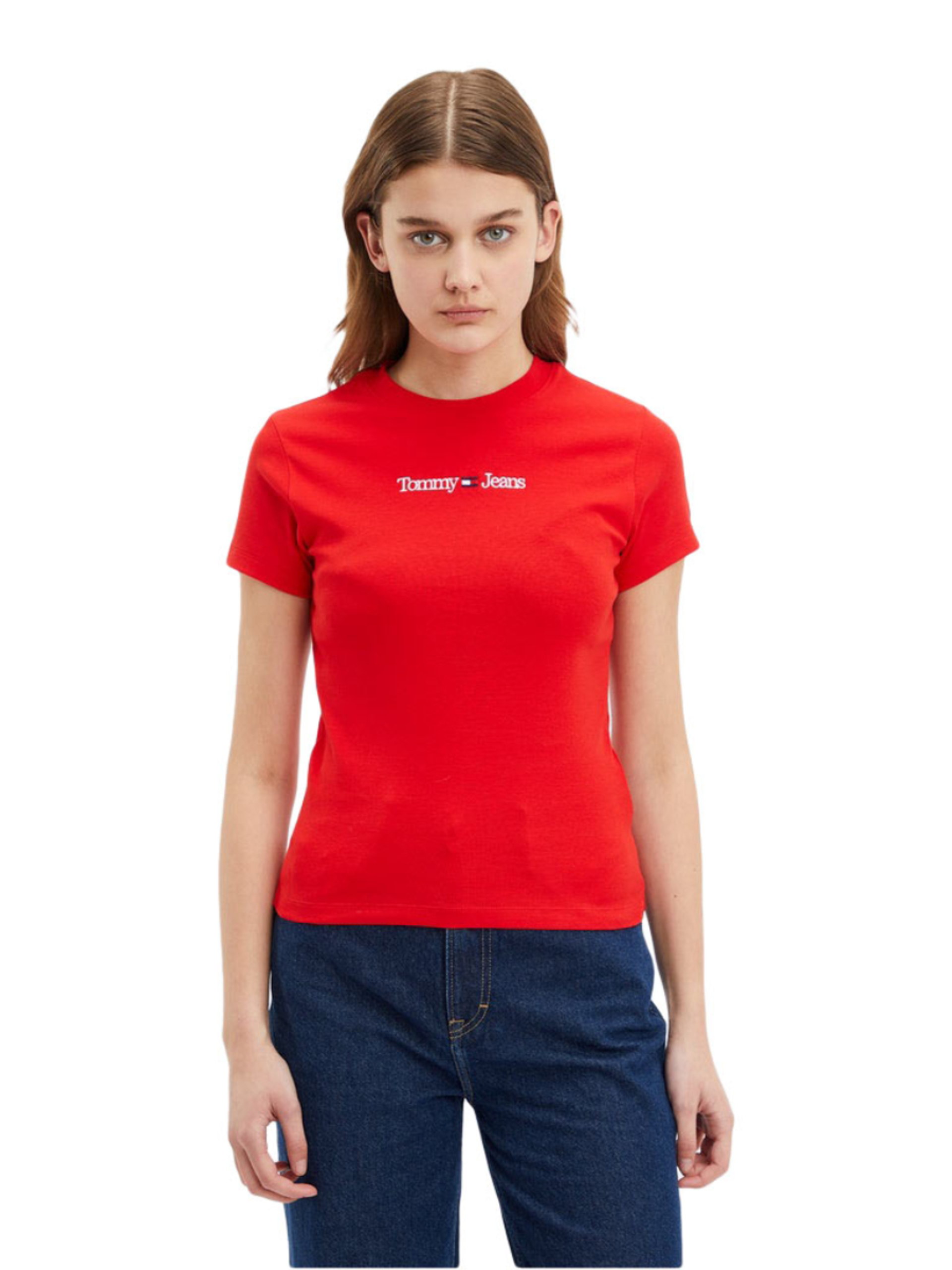 Tommy Jeans dámské červené tričko - XL (XNL)