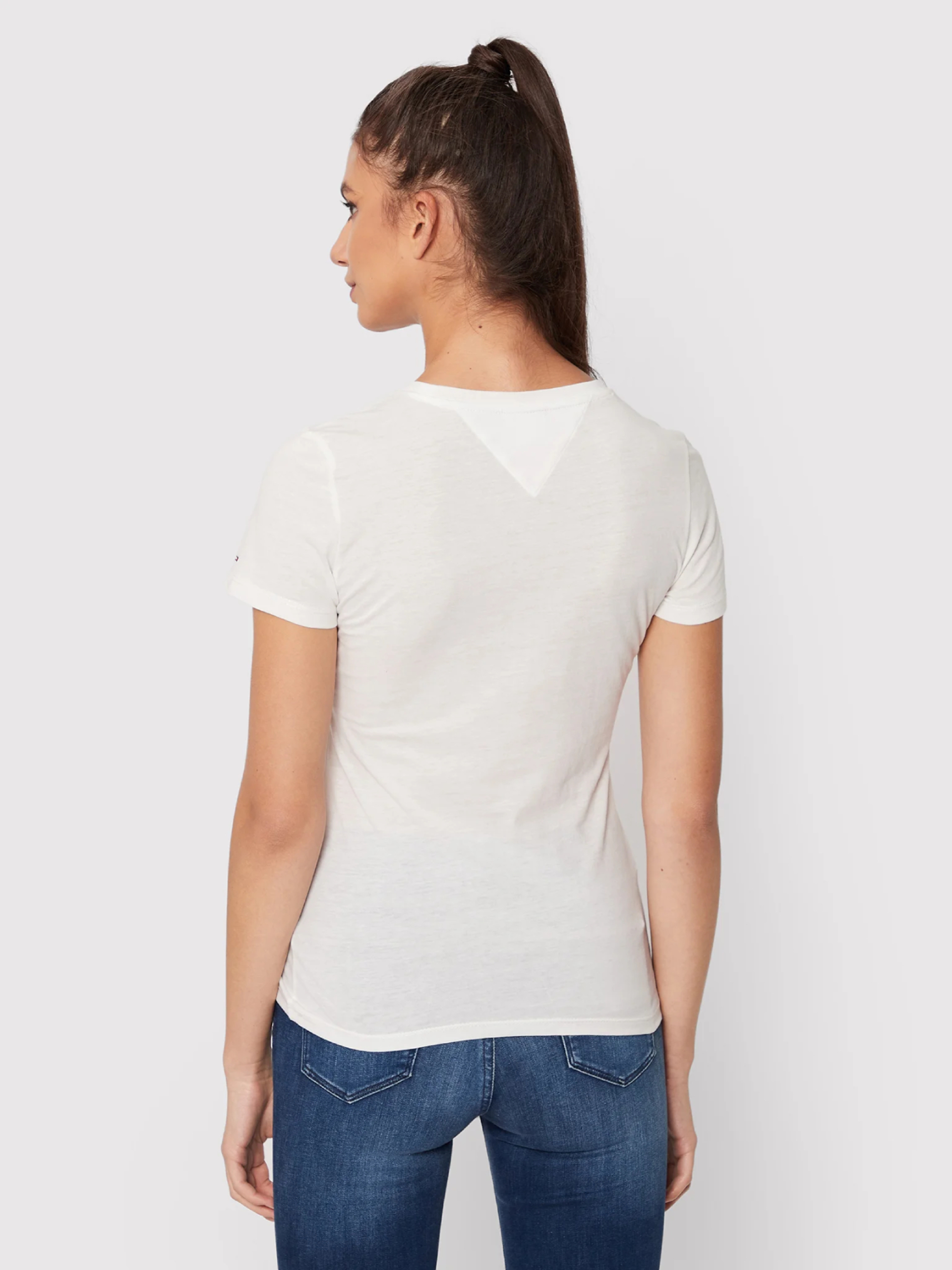 Tommy Jeans dámské bílé tričko - L (YBL)