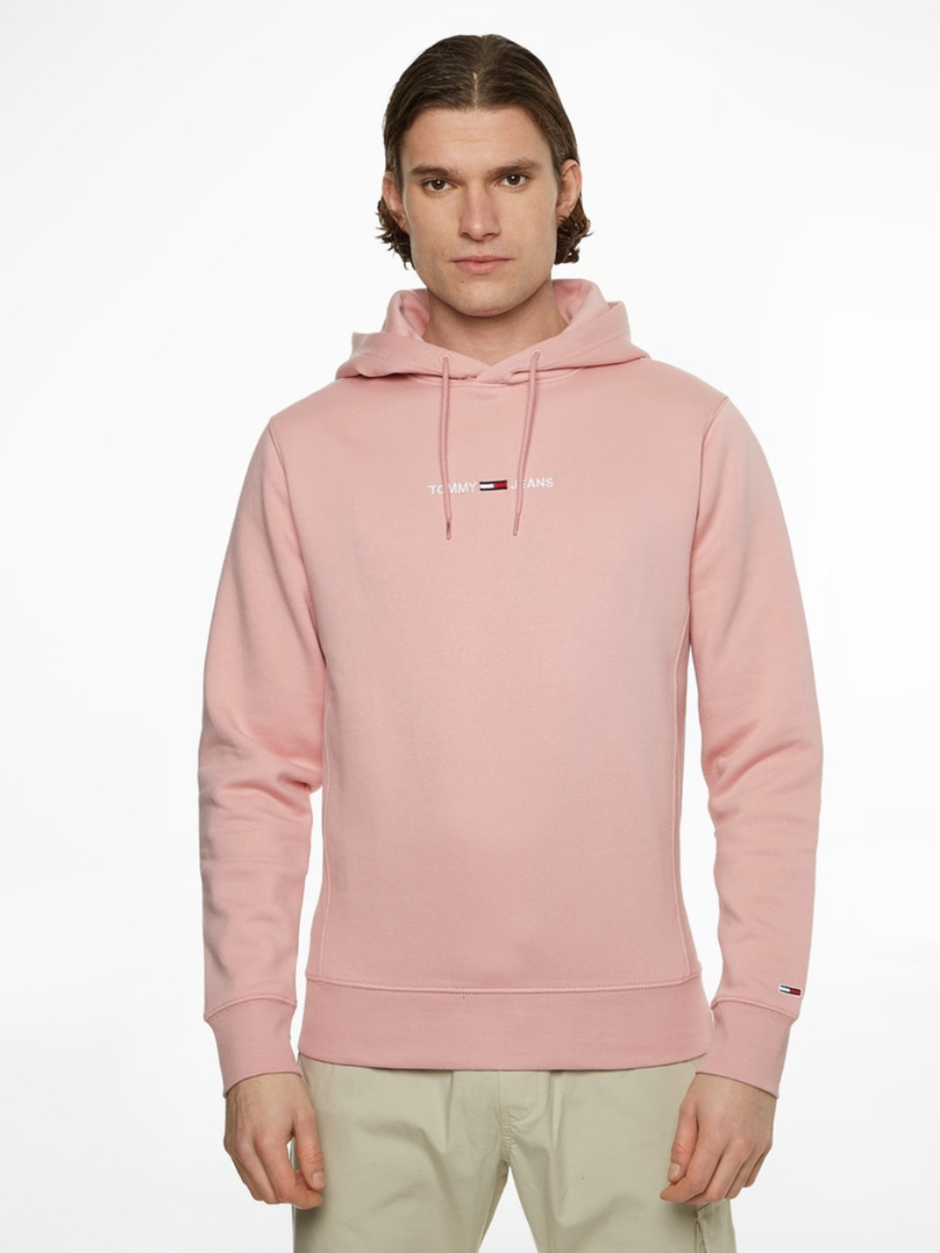 Tommy Jeans pánská růžová mikina LOGO HOODIE - XXL (TH9)