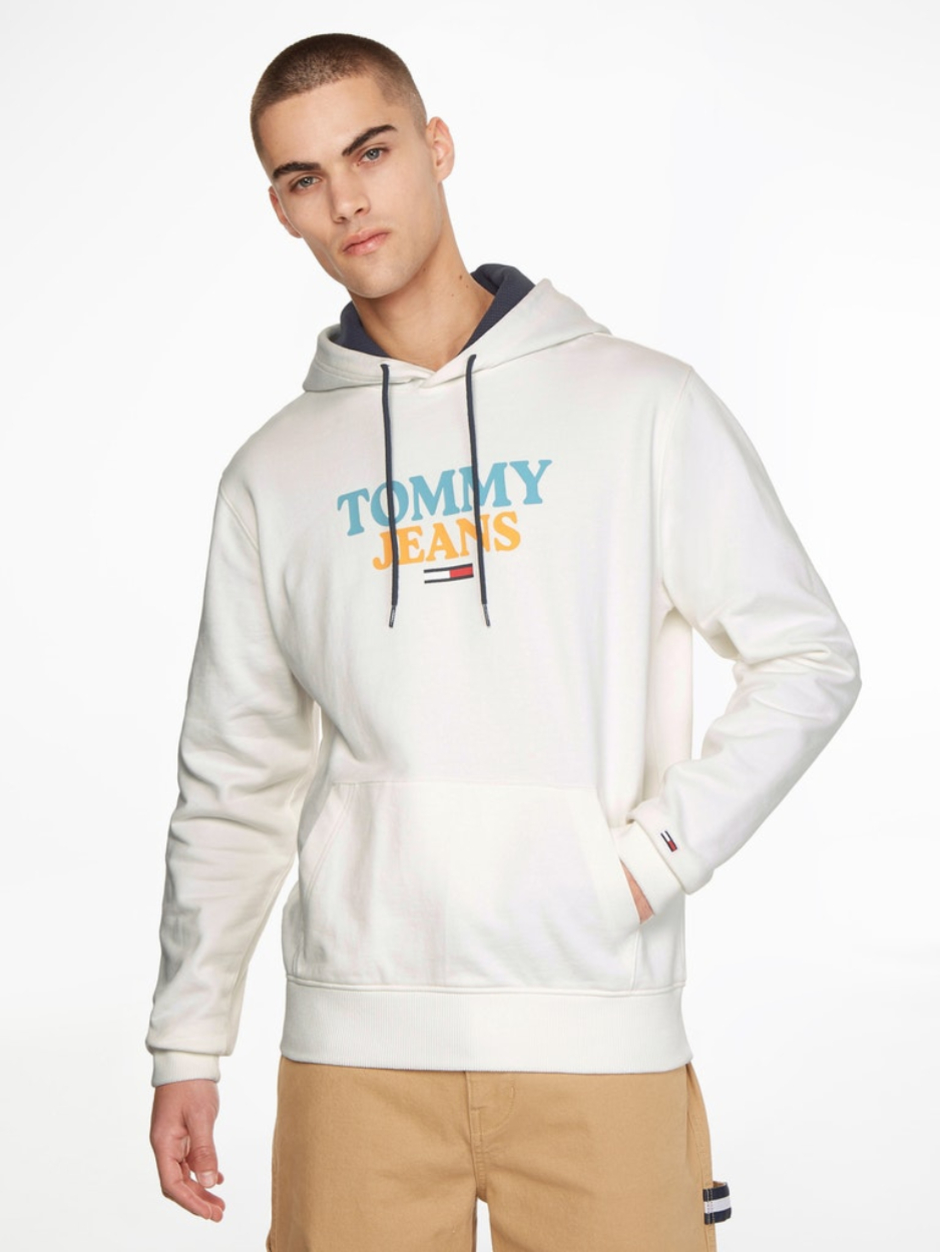 Tommy Jeans pánská smetanová mikina ENTRY HOODIE - L (YBH)