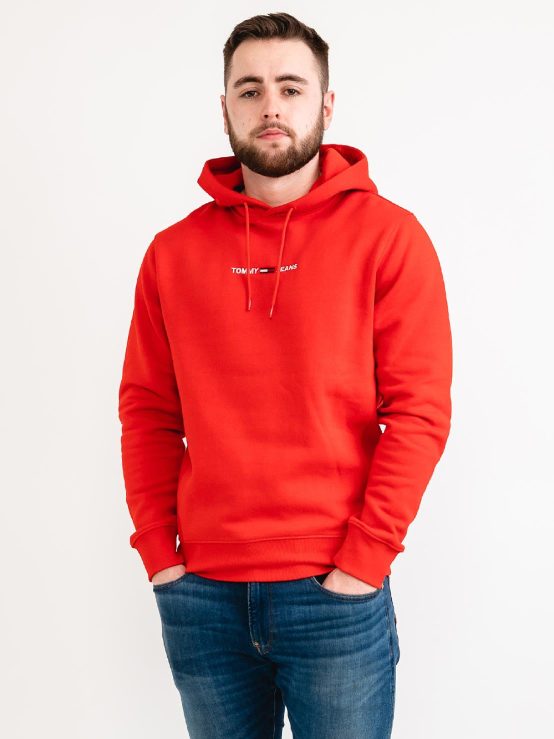 Tommy Jeans pánská červená mikina - XL (XNL)