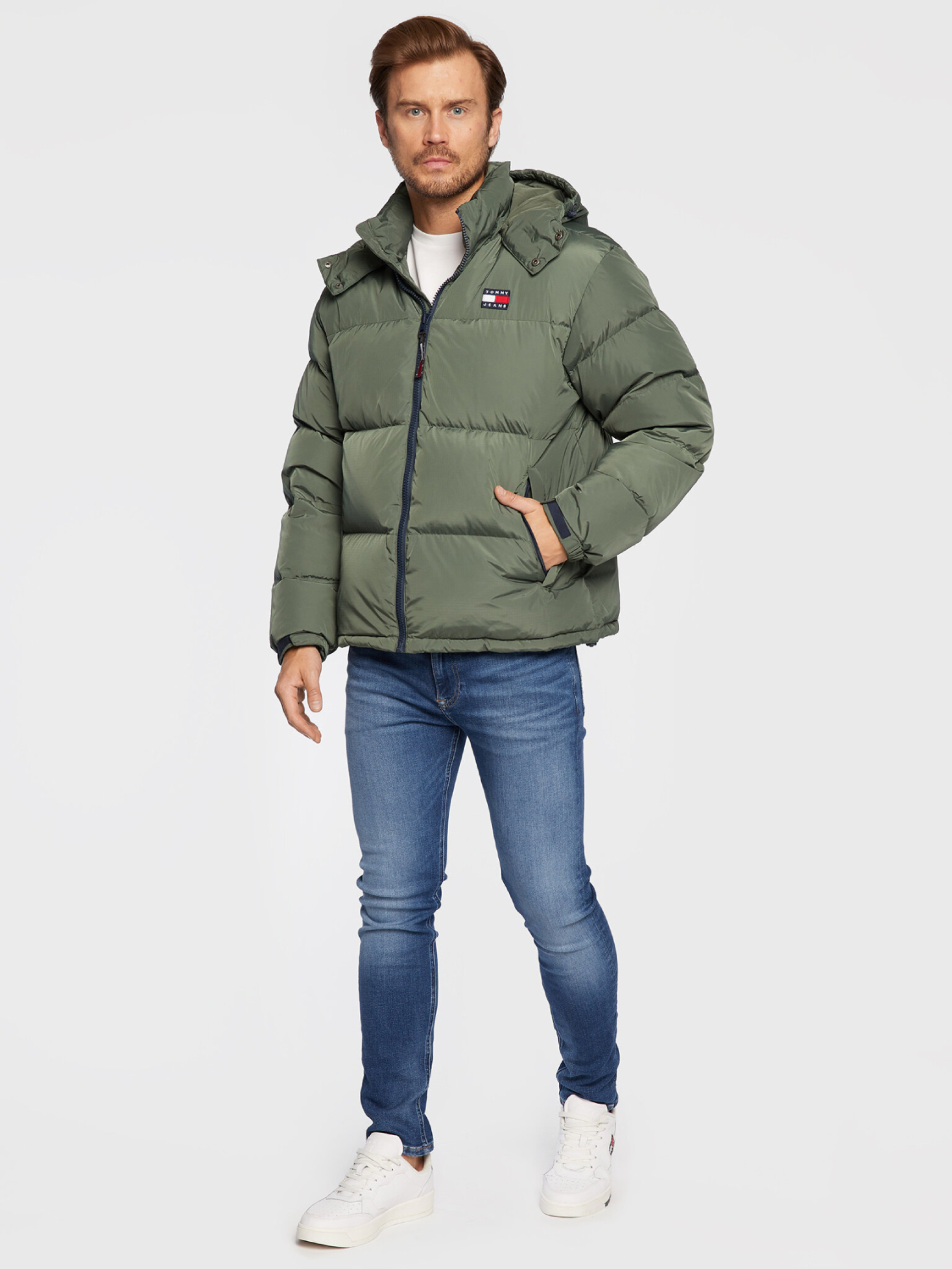 Tommy Jeans pánská zelená bunda ALASKA  - XXL (MRY)