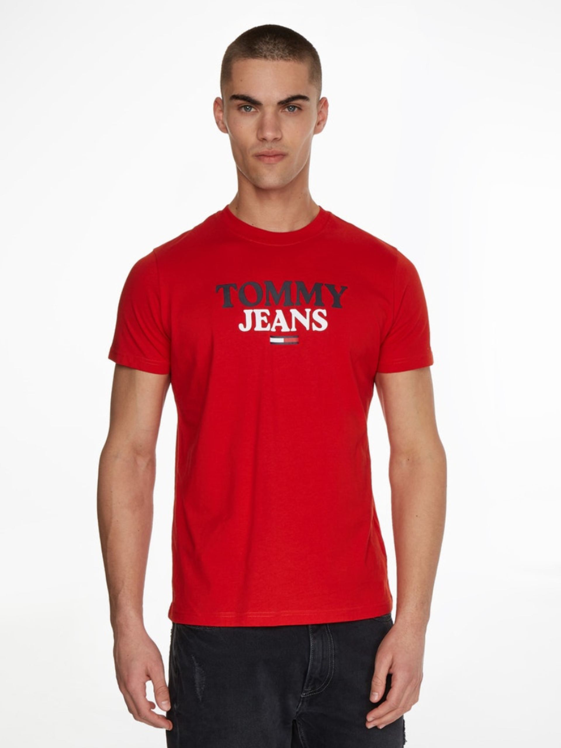 Tommy Jeans pánské červené tričko - L (XNL)