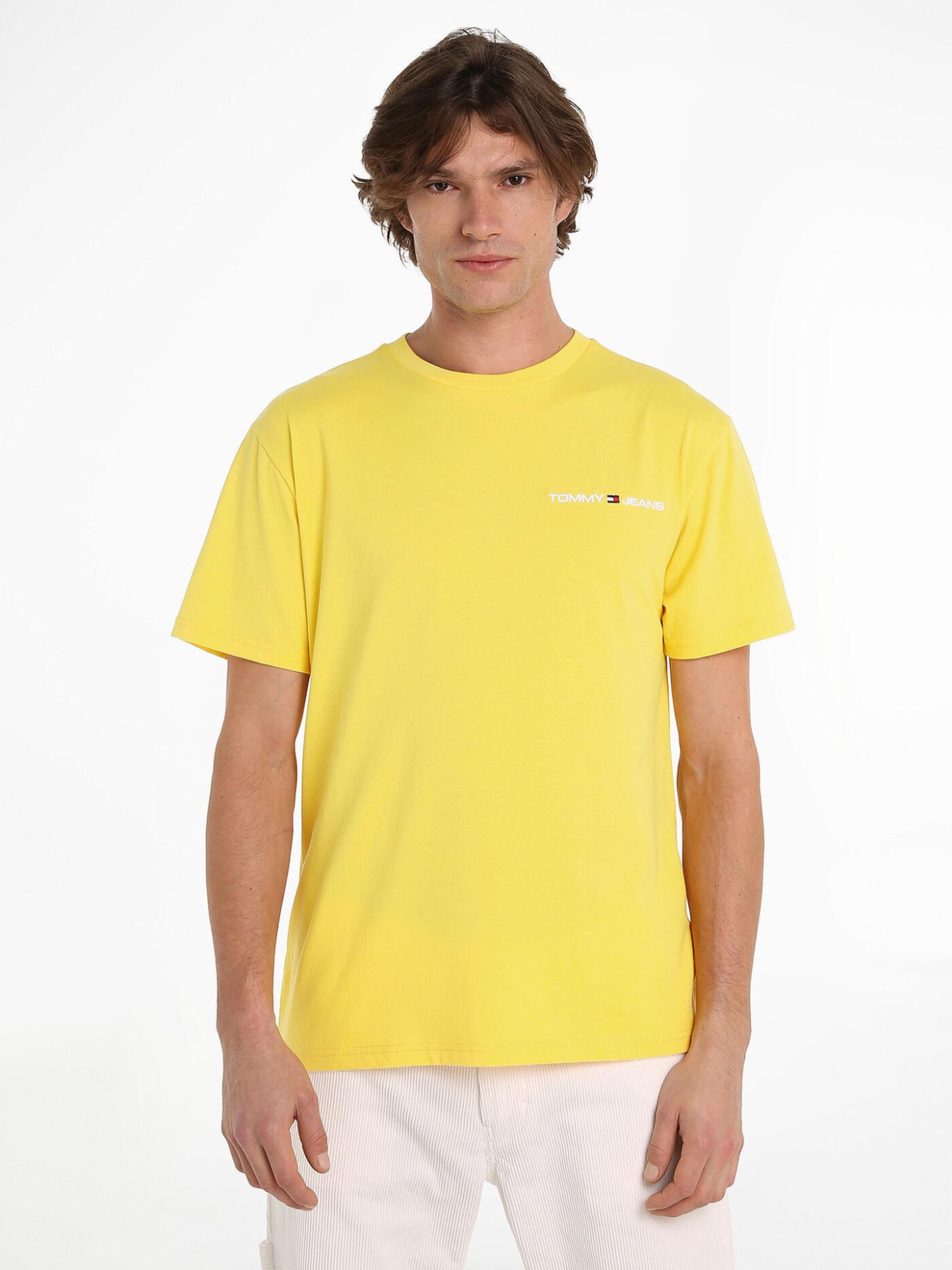 Levně Tommy Jeans pánské žluté tričko