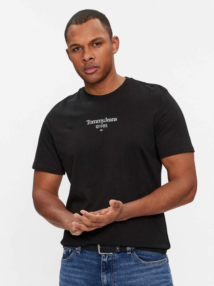 Levně Tommy Jeans pánské černé tričko - XXL (BDS)