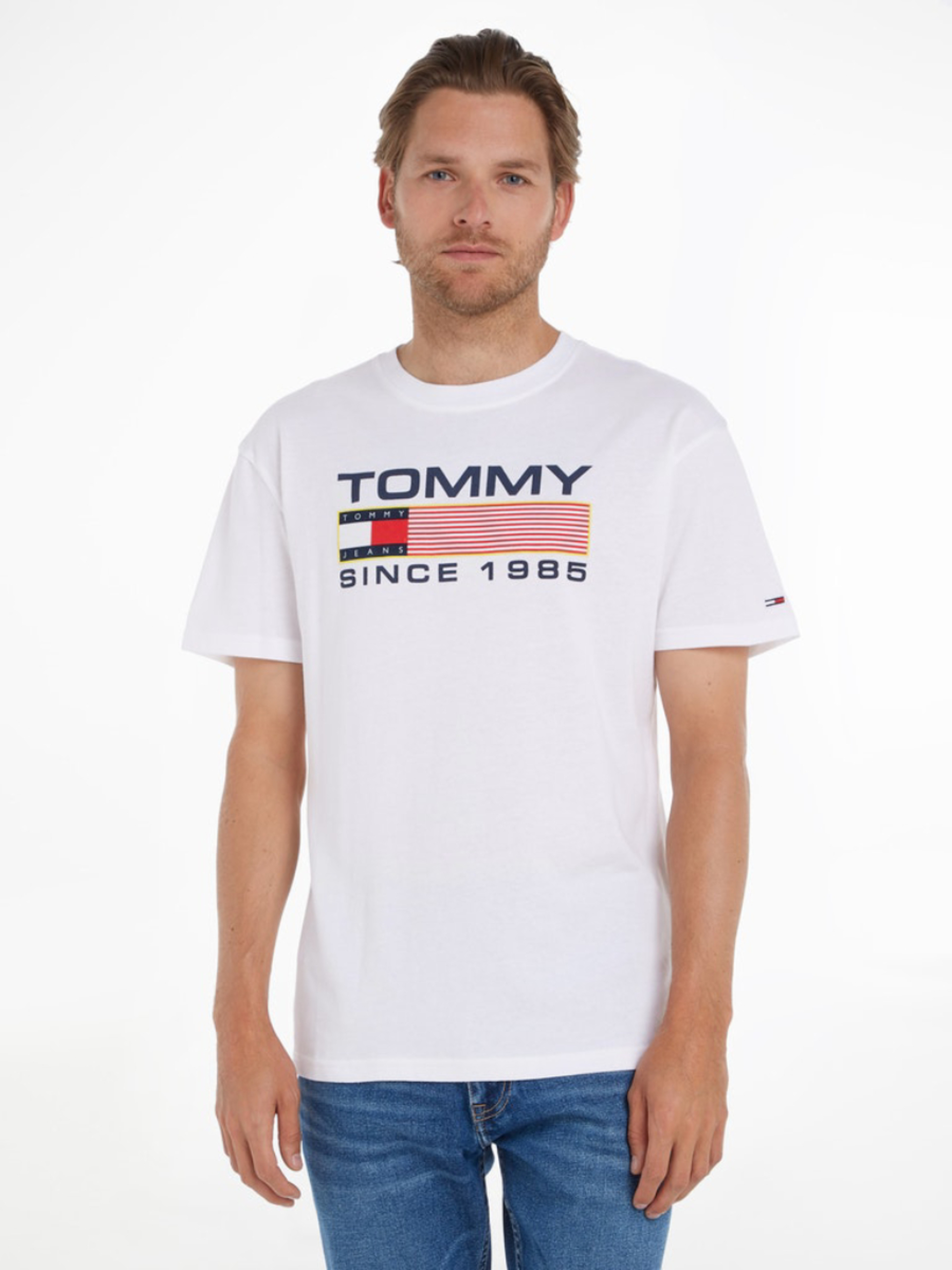 Tommy Jeans pánské bílé tričko - S (YBR)