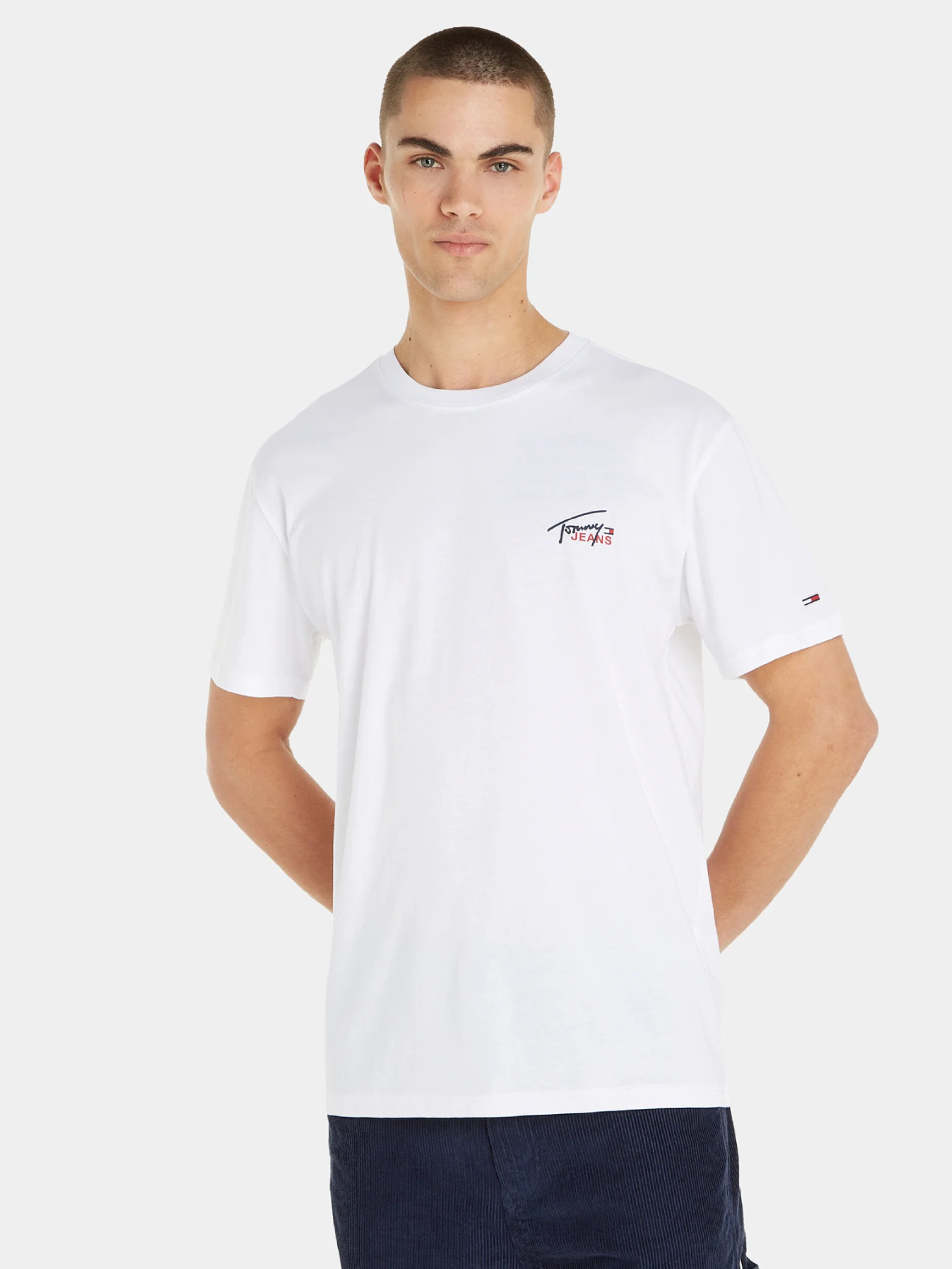 Tommy Jeans pánské bílé tričko - XL (YBR)