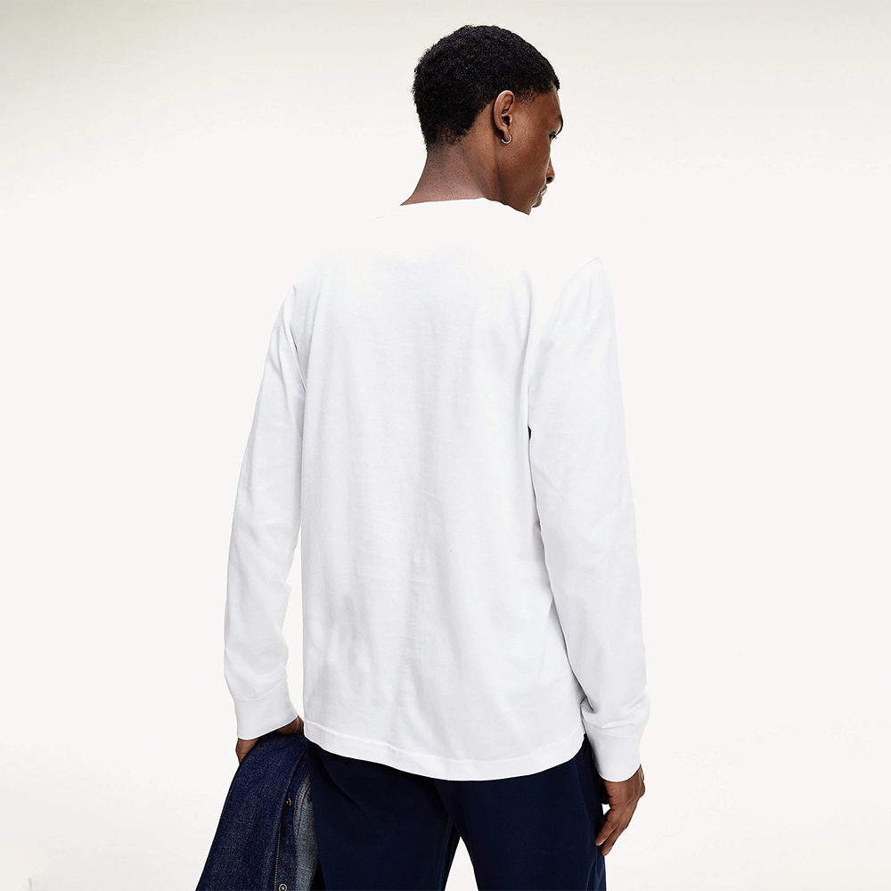 Tommy Jeans pánské bílé triko s dlouhým rukávem - L (YBR)