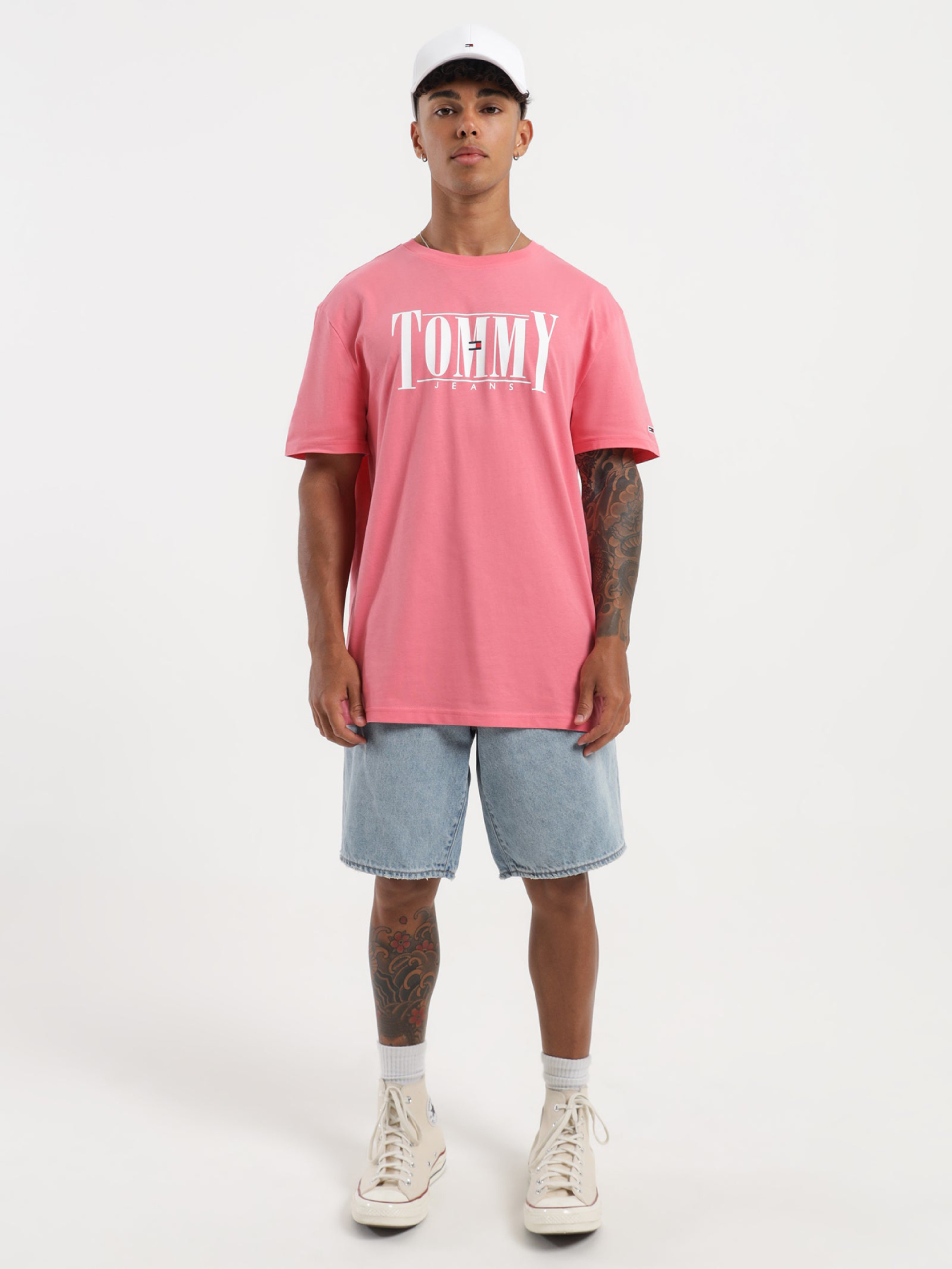 Tommy Jeans pánské růžové tričko - S (TIF)