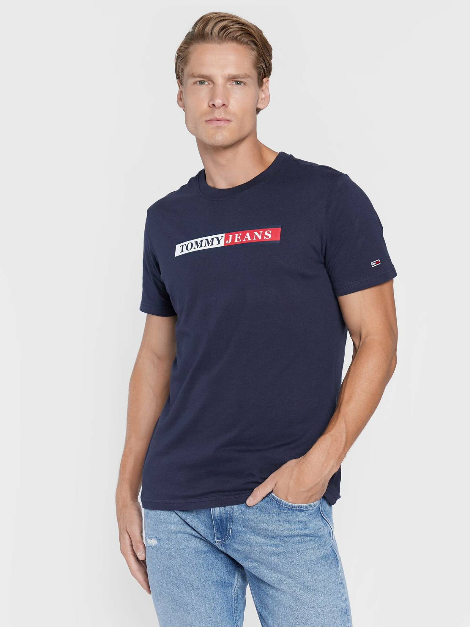 Tommy Jeans pánské tmavě modré tričko Essential - XXL (C87)