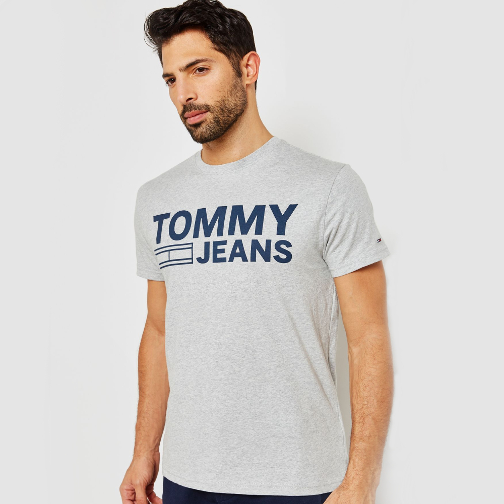 Tommy Jeans pánské šedé tričko Essential - L (038)