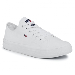 Tommy Jeans dámské bílé látkové tenisky Long Lace Up