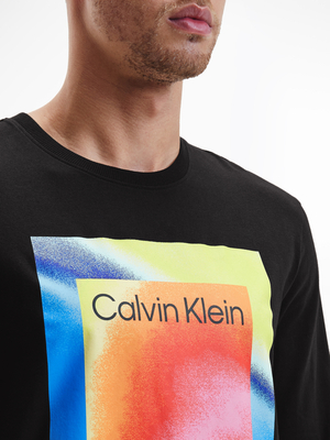 Calvin Klein pánské černé tričko s dlouhým rukávem - S (UB1)