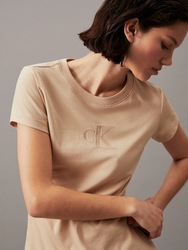 Calvin Klein dámské béžové tričko - S (RAE)