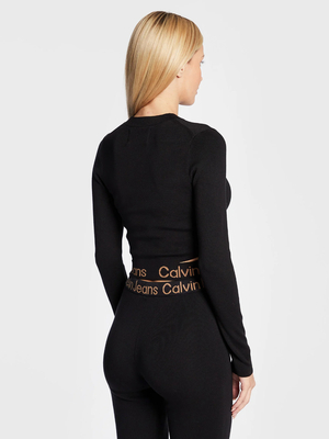 Calvin Klein dámský černý crop top svetr - S (BEH)