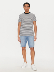 Calvin Klein pánské černobílé pruhované tričko - S (0GO)