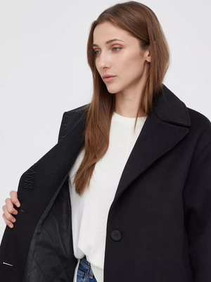 Calvin Klein dámský černý kabát - L (BEH)