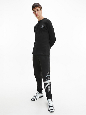 Calvin Klein pánské černé tričko s dlouhým rukávem - M (BEH)