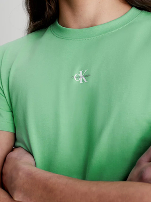 Calvin Klein pánské zelené tričko MICRO MONOLOGO - L (L1C)
