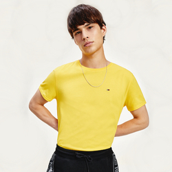 Tommy Jeans pánské žluté tričko Essential  - L (ZGQ)