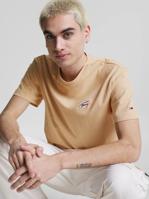 Tommy Jeans pánské béžové triko SIGNATURE  - M (AB4)