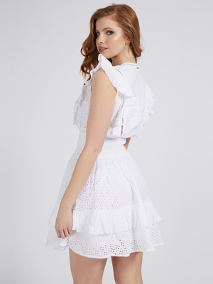Guess dámské bílé šaty - XS (TWHT)